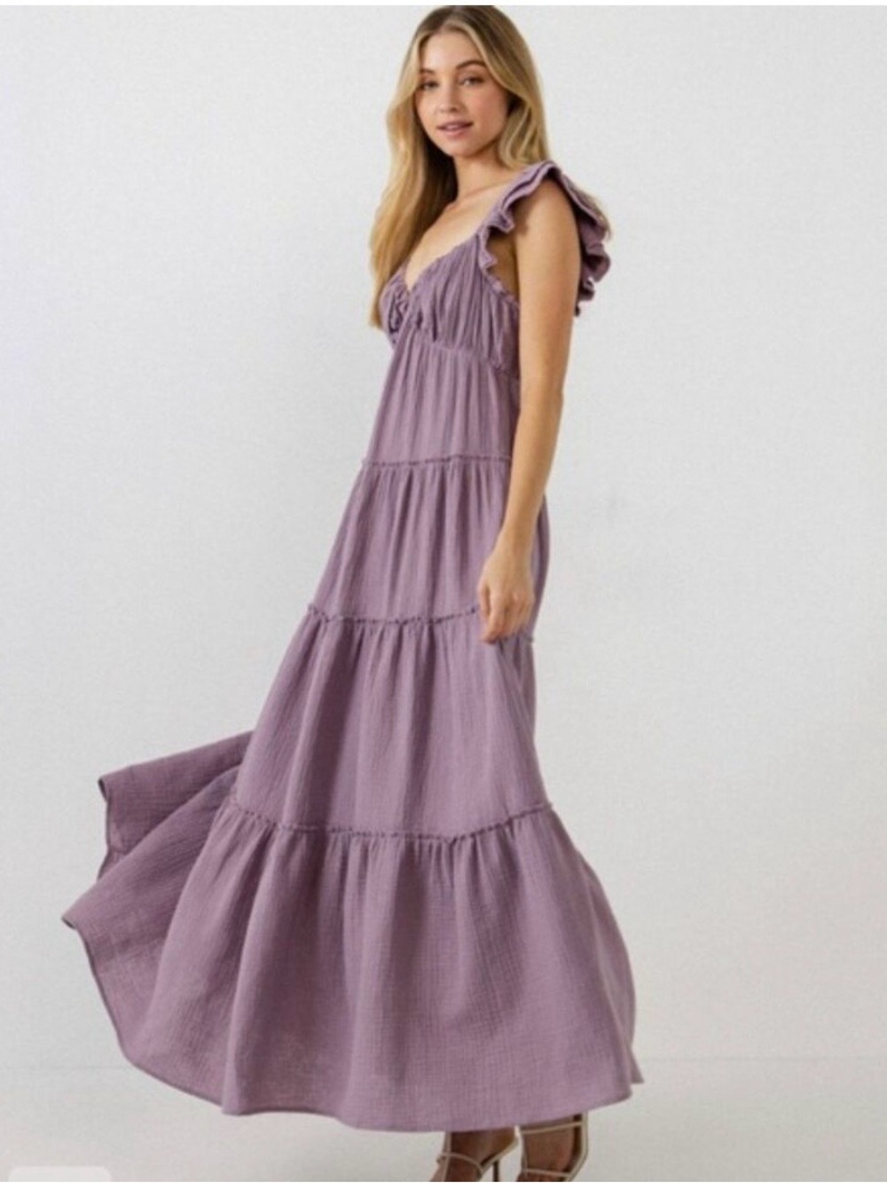 Anthropologie Free the Roses Sweetheart Summer Maxi Lavender Purple Dress Small